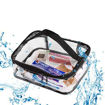 حقيبة منظم المكياج البلاستيكية الشفافة المقاومة للماء مع مقبض علوي
